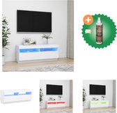 vidaXL Tv-meubel met LED-verlichting 100x35x40 cm wit - Kast - Inclusief Houtreiniger en verfrisser