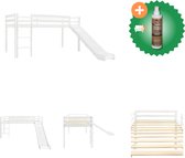 vidaXL Kinderhoogslaper met glijbaan en ladder 97x208 cm grenenhout - Bed - Inclusief Houtreiniger en verfrisser