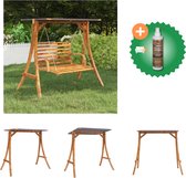 vidaXL Balançoire avec toit anthracite Bois courbé Finition teck - Chaise à bascule - Comprend un nettoyant et un rafraîchisseur pour bois