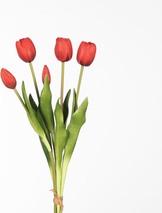 Kunstbloem Tulp - Rood - Red - Real touch tulpen - 43 cm - Kunstbloemen - Kunstbloem - Sally tulip - Interieur - Sfeer - Voorjaar - Pasen - Paasdecoratie - Bloemen - Moederdag - Oma - Decoratief - Deco - Decoratie - Tulips - Amsterdam - Feel - Luxury