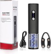 Zwarte Elektrische Kurkentrekker USB Oplaadbaar - inclusief Foliesnijder - Vaderdag cadeau - Aluminium Kunststof