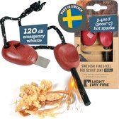 Vuurstarter - Vuurstaal - Magnesium Feuerstein - Swedish Fire Steel Scout - 3000 Strikes - 2 in 1 Fire Starting Kit & Emergency Whistle - Vuursteen voor Outdoor