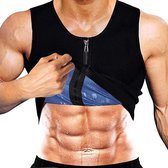 Mannen Sauna Zweet Vest Hot Polymeer Corset Compressie Taille Trainer Vest Workout Tank Top Rits Gewichtsverlies Body Shaper Shirt - XL