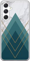 Leuke Telefoonhoesjes - Hoesje geschikt voor Samsung Galaxy A54 - Geometrisch blauw - Soft case - TPU - Print / Illustratie - Blauw