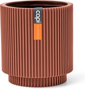 Capi Europe - Vase cylindre Groove - 15x17 - Rouge Merlot - Cache-pot d'intérieur - BGVMR313 - Ouverture Ø12
