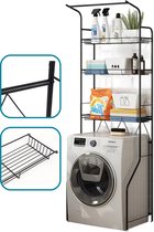 Support pour machine à laver – Support de rangement pour machine à laver et sèche-linge – Support de salle de bain – Zwart