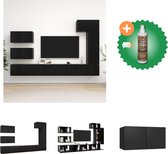 vidaXL 8-delige Tv-meubelset spaanplaat zwart - Kast - Inclusief Houtreiniger en verfrisser