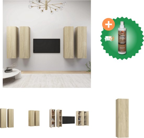 vidaXL Tv-meubelen 4 st 30-5x30x110cm spaanplaat sonoma eikenkleurig - Kast - Inclusief Houtreiniger en verfrisser
