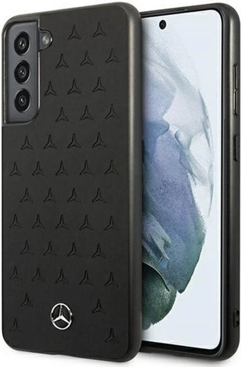 Mercedes-Benz Stars Leather Back Case - Geschikt voor Samsung Galaxy S21 FE (G990) - Zwart