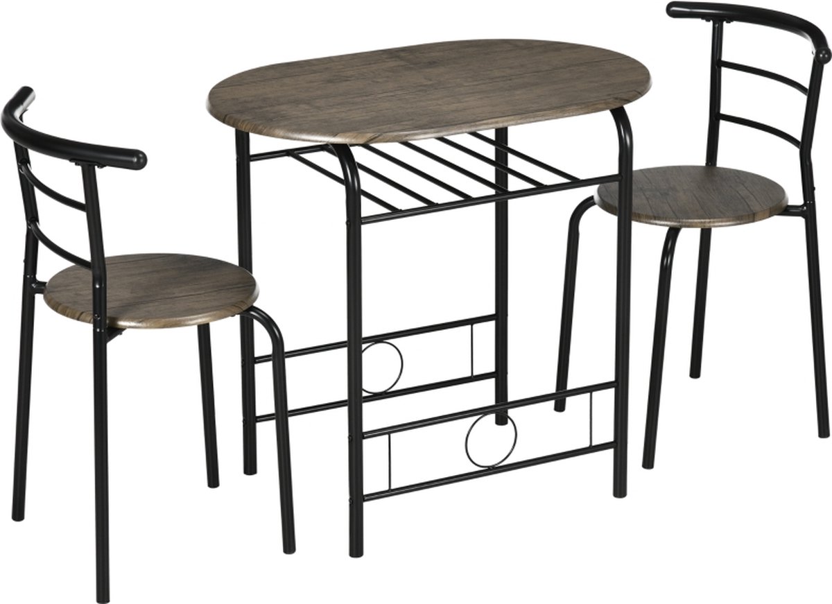 Bistroset 3 delig - Eettafel met stoelen - Keukentafel - 80 cm x 53 cm x 74,5 cm