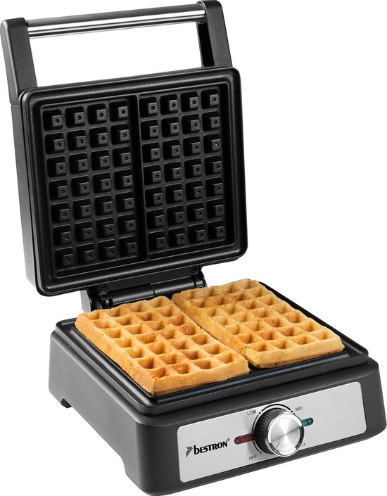 Aigostar Wafelijzer - Maak 2 Belgische Wafels - Instelbare Thermostaat Antiaanbaklaag Rvs 1600w Zwart