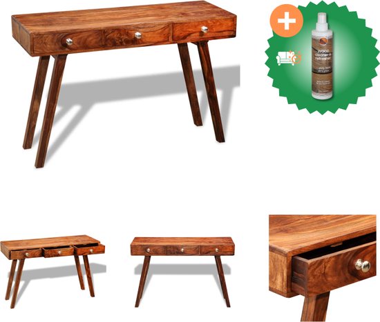vidaXL Table murale avec 3 tiroirs 76 cm Bois de Sesham massif - Table - Comprend un nettoyant et un assainisseur pour bois