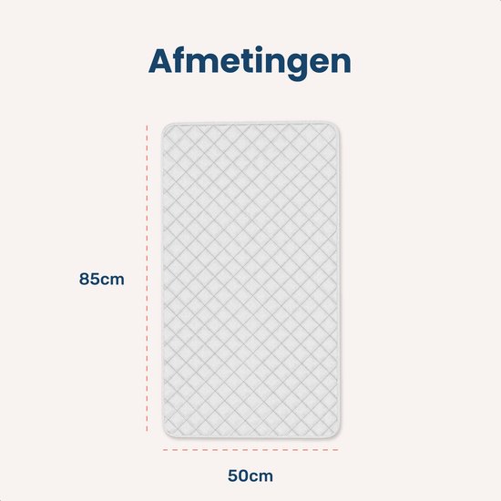 Afmetingen van een gestikt grijs strijkkleed: 85 cm hoog en 50 cm breed.
