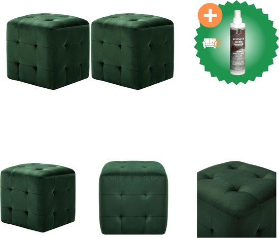 vidaXL Nachtkastjes 2 st 30x30x30 cm fluweel groen - Kast - Inclusief Reiniger