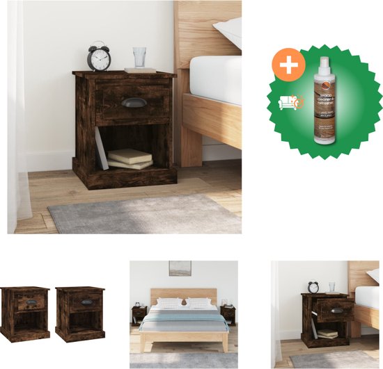 Nachtkastjes 2 st 34x35,5x70 cm bewerkt hout artisanaal eiken