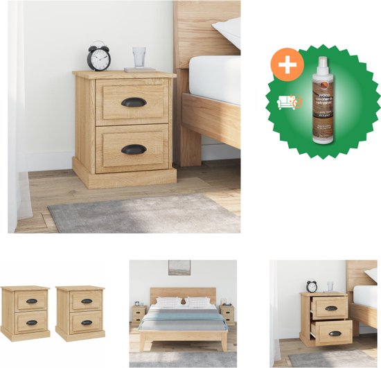 VidaXL Nachtkastjes 2 Stuks - 34x35,5x70 Cm Bruin Eikenkleur - Bijzettafeltje Slaapkamer Met Opbergruimte