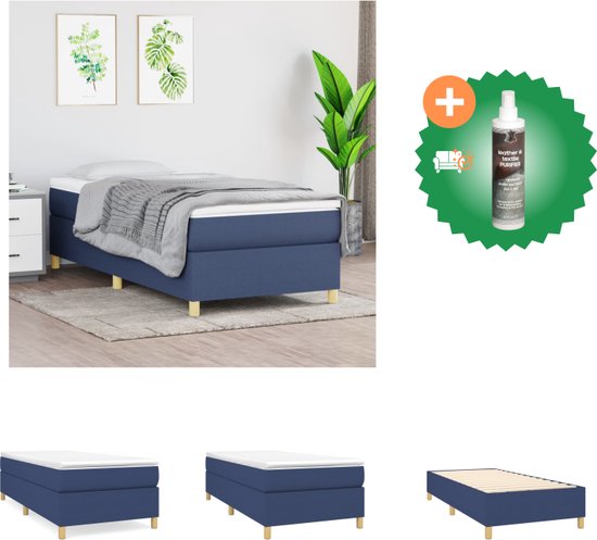 vidaXL Boxspringframe stof blauw 80x200 cm - Bed - Inclusief Reiniger