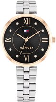 Tommy Hilfiger TH1782684 Ella Dames Horloge - Mineraalglas - Staal - Zilverkleurig - 34 mm breed - Quartz - Vouw/Vlindersluiting - 3 ATM (spatwater)