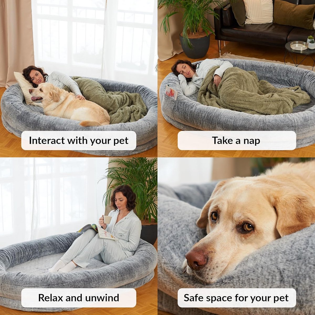 VEVOR Menselijk Hondenbed, 182,9 X 122,9 25,4 Cm, Gigantisch Hondenbed Voor Volwassenen En Huisdieren Met Wasbare Pv Fluwelen Hoes Orthopedisch Ei Schuim Opbergzak Jou 906051363