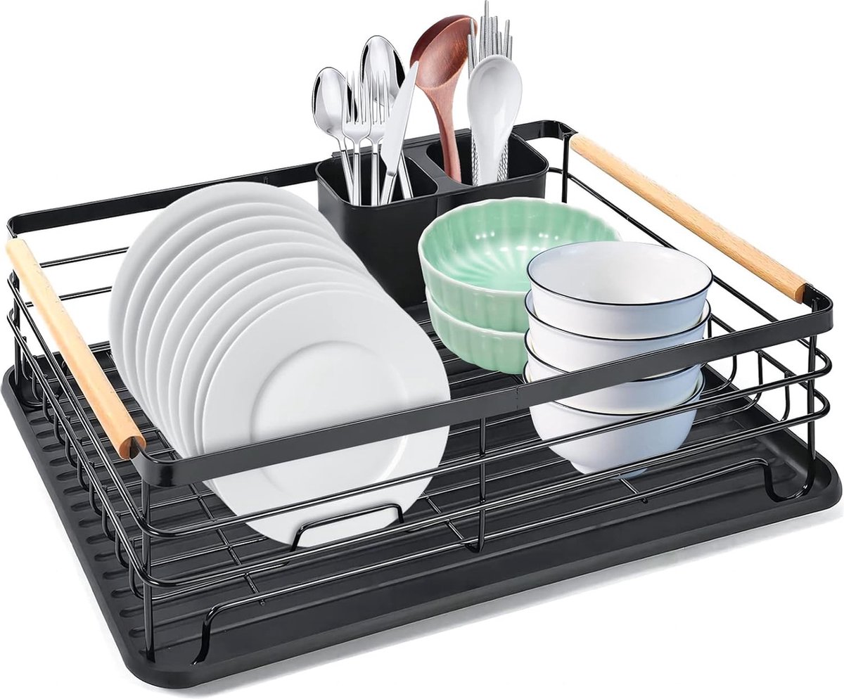 Goedkoopste Afdruiprek met verwijderbare waterplaat, afdruiprek, afdruiprek voor aanrecht (zwart