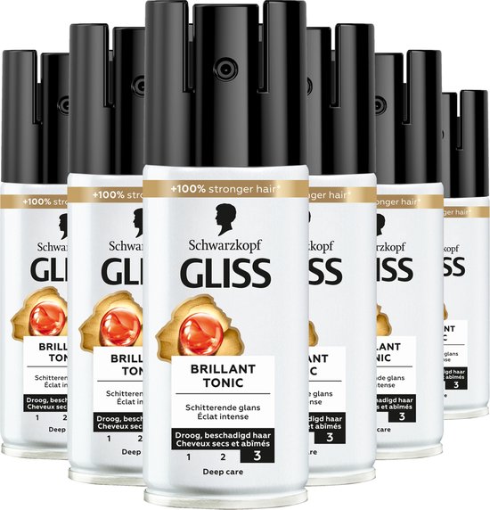 Gliss Total Repair Brilliant Tonic - Haarverzorging - Spray - Stralende Glans - Beschadigd en Droog Haar - Voordeelverpakking - 6x 100ml