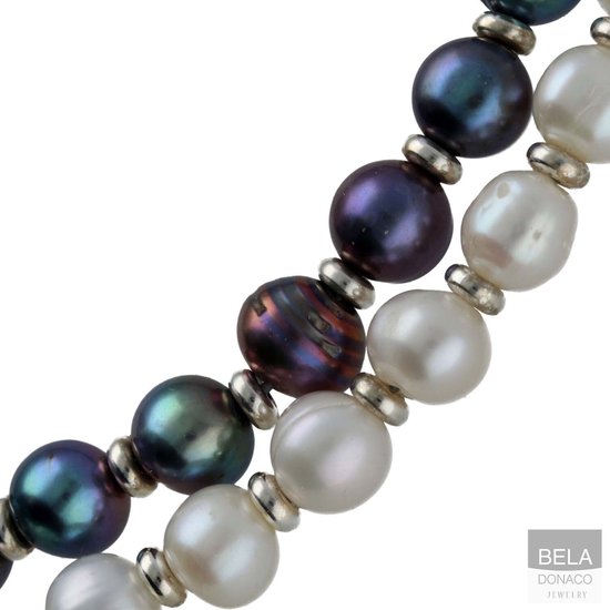 Bela Donaco Collier de perles Supreme Classic B6 - Perles noires - Argent sterling - Homme