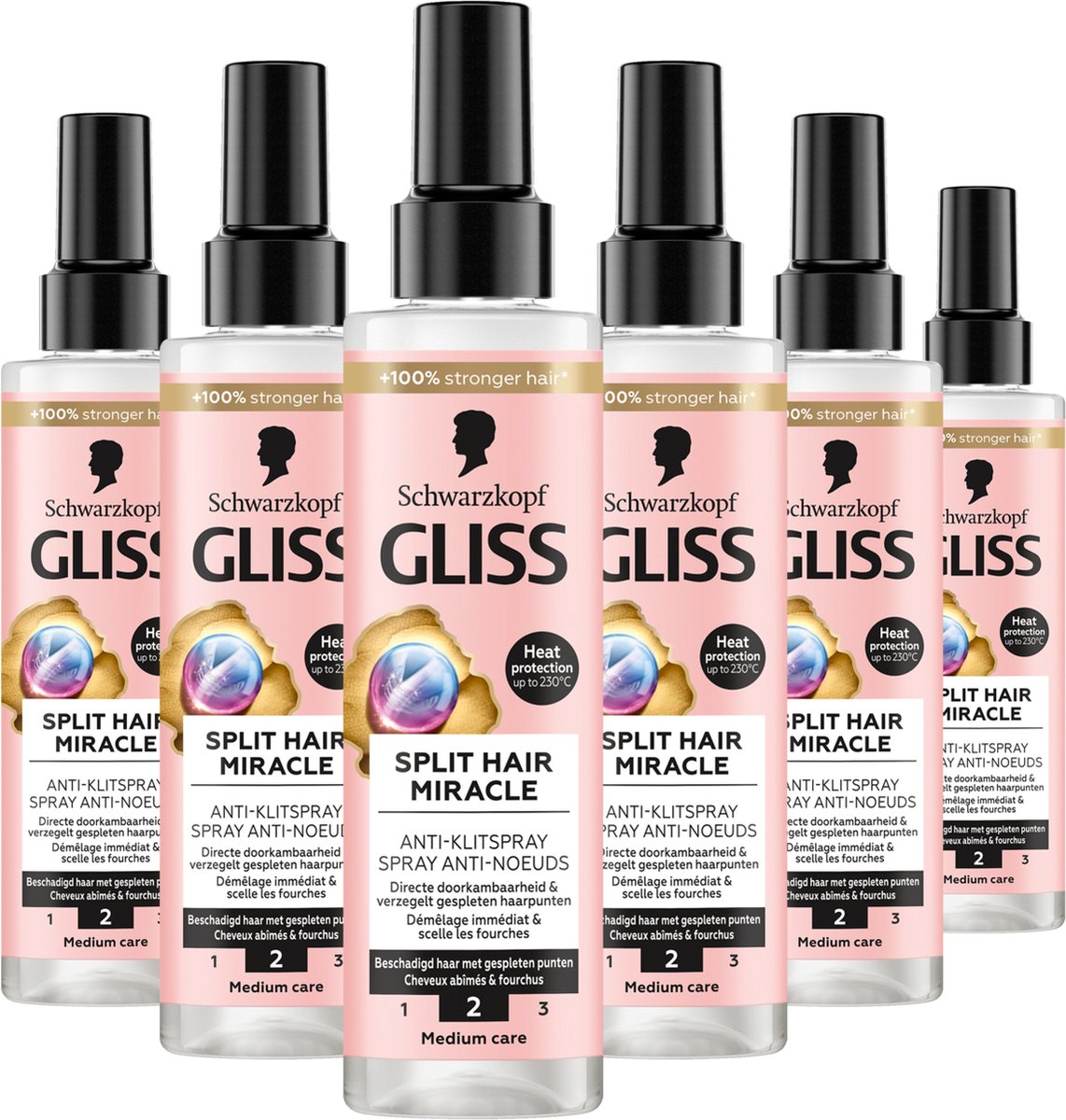 Schwarzkopf - Gliss - Split Hair Miracle - Anti Klit Spray - Haarverzorging - Leave-in-Conditioner - Voordeelverpakking - 6x 200 ml