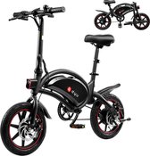 DYU elektrische fiets, 14 inch stads-e-bike opvouwbaar, slimme e-bike met trapondersteuning, 36 V 10 Ah batterij, 3 rijmodi, nachtverlichting, compact draagbaar, opvouwbare pedelec met schokdemper