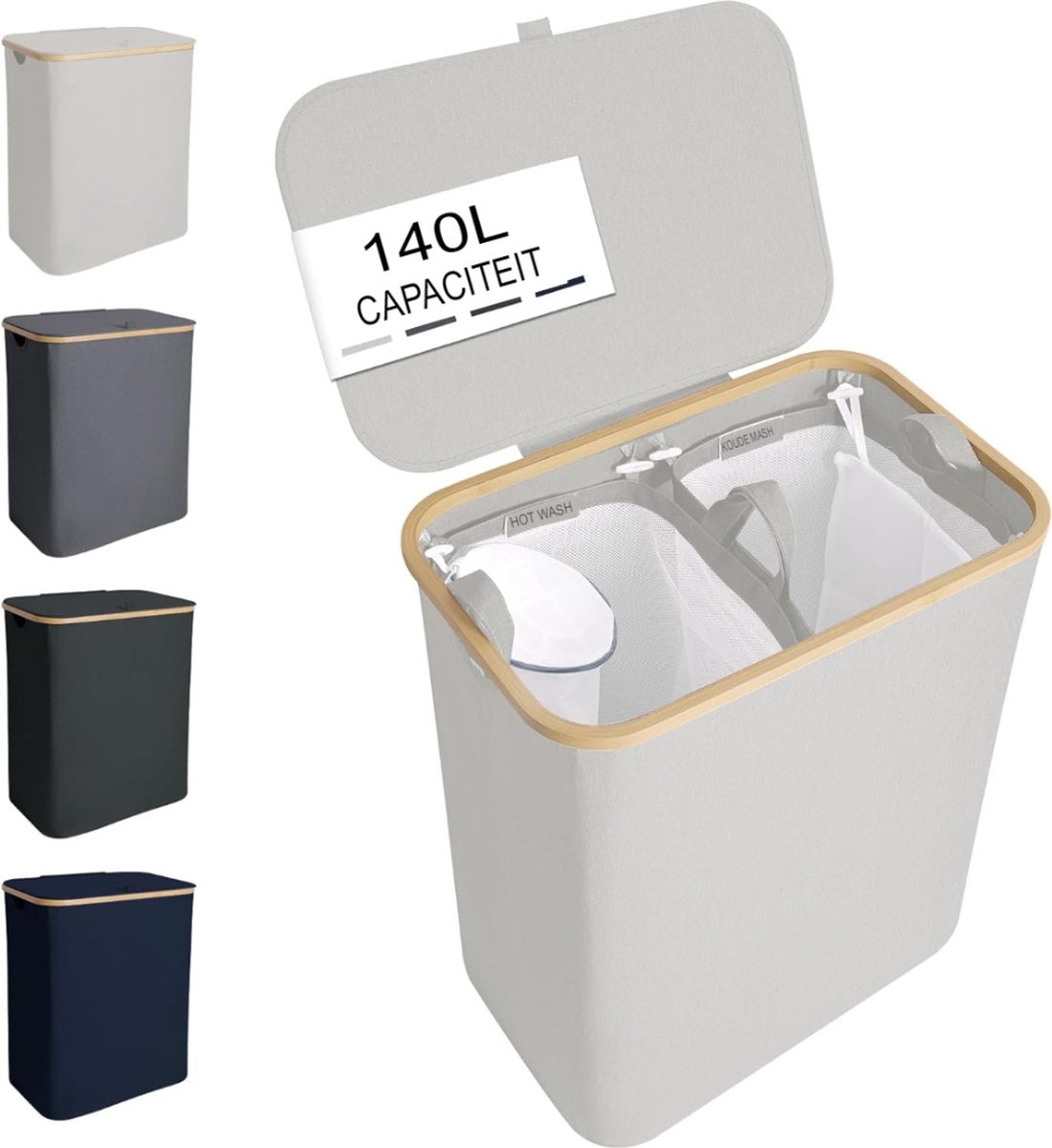 Goedkoopste Wasmand 2 Vakken - Laundry Bag - 140L
