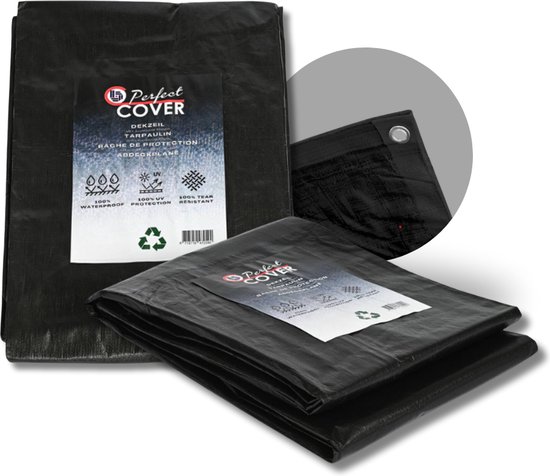 Perfect Cover® Afdekzeil Basic - 6x8m - Zwarte Dekkleden – Tuinmeubel - Autohoes - Zeil - Weerbestendig - UV- en Scheurbestendig