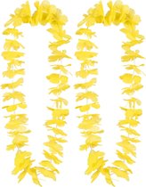 Toppers in concert - Boland Hawaii krans/slinger - 2x - Tropische kleuren geel - Bloemen hals slingers