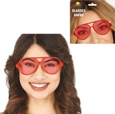 Carnaval/verkleed party bril Aviator - 2x - rood - volwassenen -Voor bij een verkleedkleding kostuum