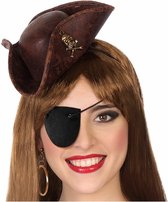 Atosa Carnaval verkleed mini hoedje voor een Piraat - bruin - diadeem - dames