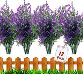 12 bundels buiten kunstbloemen UV-bestendig kunstbuxusplanten, namaak groen voor binnen en buiten hangende planten voor tuin, veranda, venster doos, thuisbruiloft, boerderijdecor