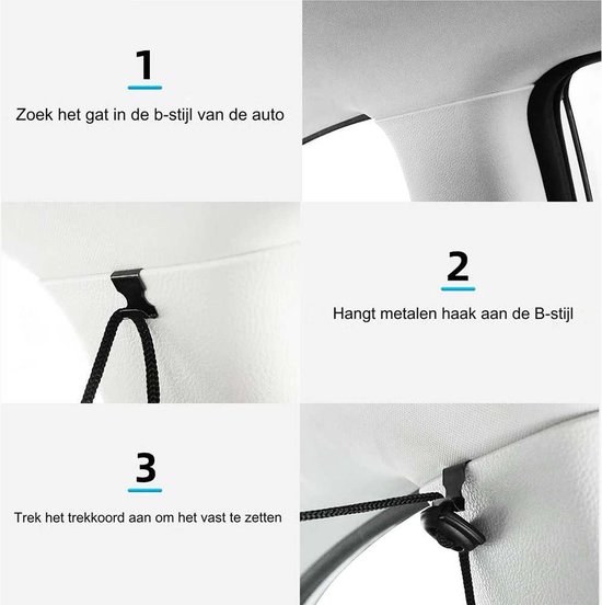 Zonnescherm Auto - Zonwering - Zijruit - Achterruit - Luxe Auto Zonnescherm-Autoraamschaduwen-Autoruit Zonwering-Universele zonnescherm Zonnewering-Auto Klamboe Gordijn-UV Zonbescherming Protectie-Anti-Verblinding-verwijderbaar privacygordijn van DeCliff — afbeelding 4
