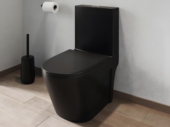 Zwarte matte wc om te plaatsen van keramiek - NAGILAM L 39 cm x H 78.5 cm x D 69 cm