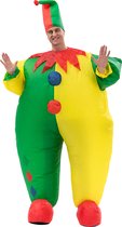 KIMU® Costume Gonflable Clown Vert Jaune - Costume Opblaasbaar - Costume Gonflable Mascotte Costume Gonflable - Bouffon Gonflable Adultes Femmes Hommes Carnaval Costume Carnaval