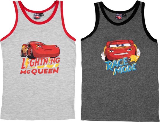 Disney Cars Onderhemd - Bliksem McQueen - Set van 2 hemdjes - Katoen - Maat 110/116
