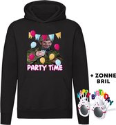 Party time Hoodie + Happy birthday bril - verjaardag - jarig - feest - grappig - unisex - trui - sweater - capuchon