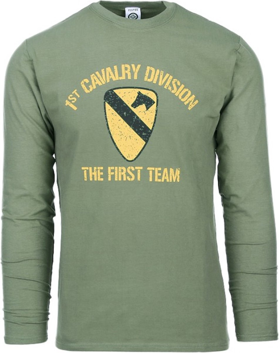 Fostex WWII Series - T-shirt First Cavalry Division long sleeve (kleur: Groen / maat: XL)