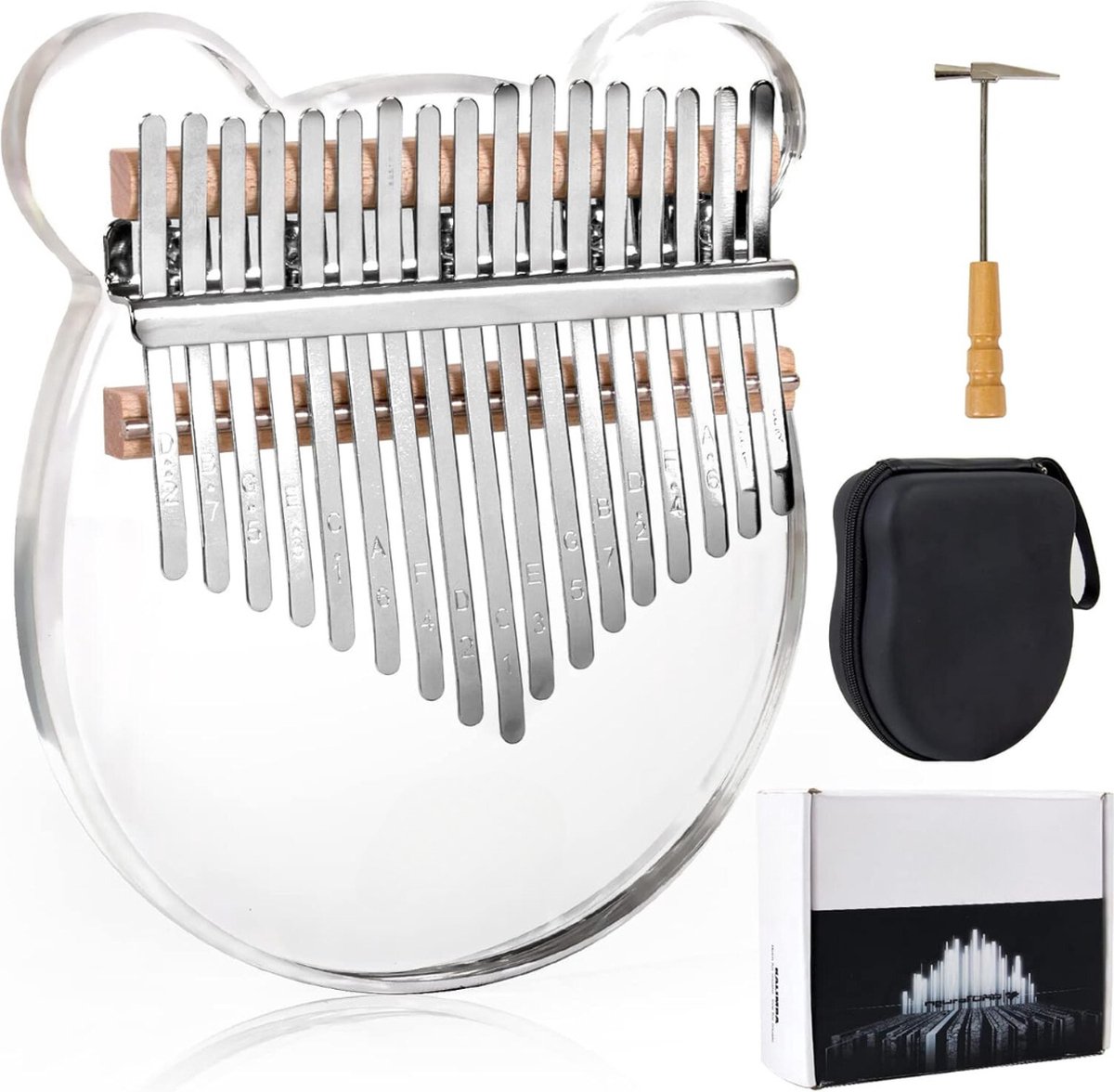 Kalimba 17 Sleutels, Duimpiano Instrument Muziekinstrumenten Met Pick-up, Stemgereedschap En Draagtas