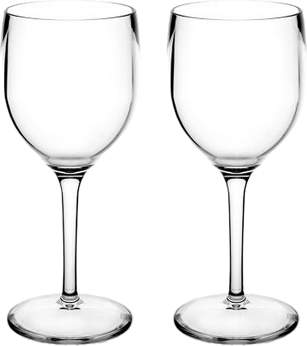 RBDRINKS Wijnglazen - Kunststof Wijnglazen - Wijnglazen Set - Witte Wijnglazen - Camping Glazen - Kunststof Glazen - Plastic Glazen - 20cl - Transparant - 2 Stuks