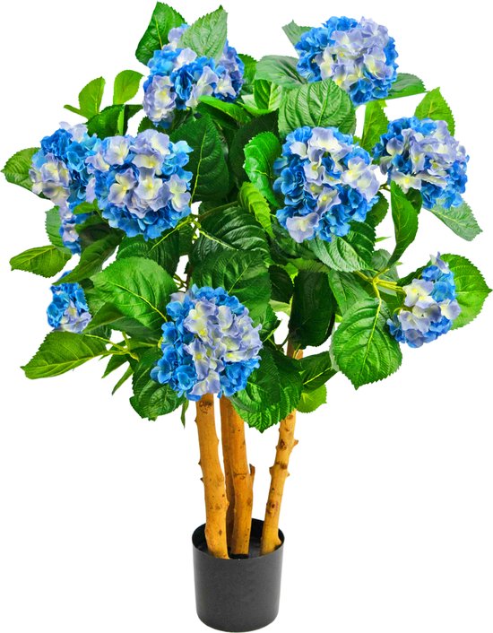 Greenmoods Kunstplanten - Kunstplant - Hortensia - Zijde - Blauw - 85 cm
