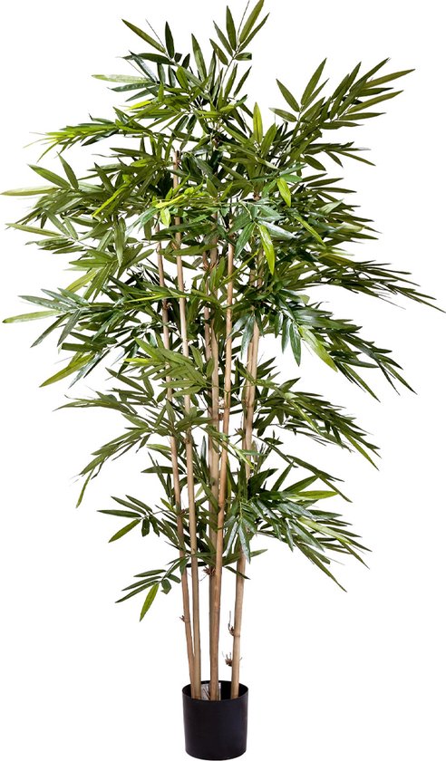 Kunstplant Bamboe 180 Cm - Kunstboom met echte Bamboestokken - Kunststof Plant
