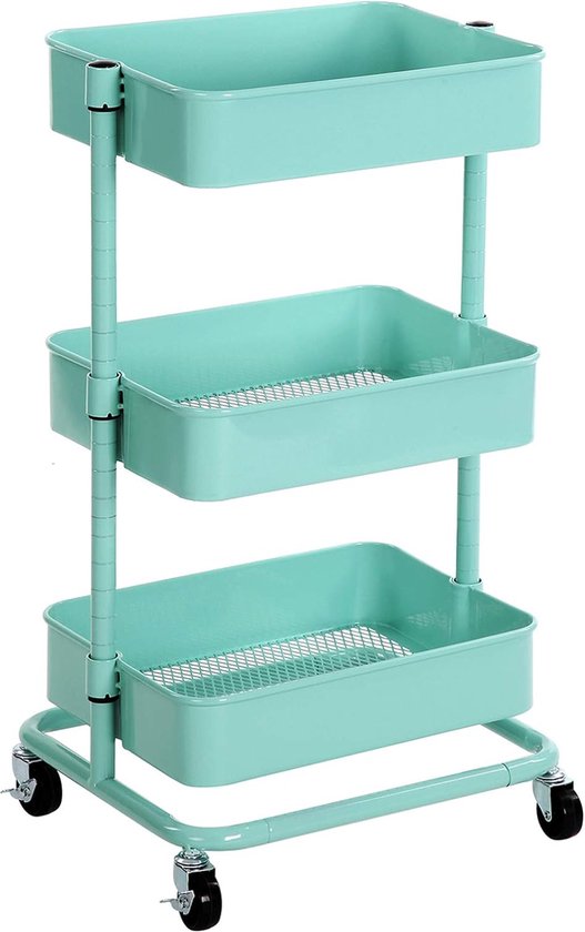 Foto: In homexl dante keukentrolley keukentrolley op wieltjes multifunctionelle trolley keukentrolley met lades rolkast serveerwagen groen 43 x 35 x 73 5 cm