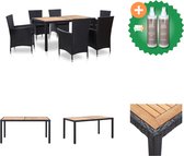 vidaXL Ensemble de jardin 7 pièces avec coussins Polyrotin Noir Ensemble de jardin avec kit d'entretien