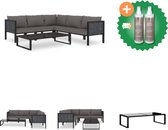 vidaXL 6 delige Loungeset met kussens poly rattan antraciet Tuinset Inclusief Onderhoudsset