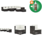 vidaXL 12 delige Loungeset met kussens grijs geïmpregneerd hout Tuinset Inclusief Houtreiniger en verfrisser