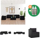 vidaXL 7 delige Loungeset met kussens poly rattan zwart Tuinset Inclusief Onderhoudsset