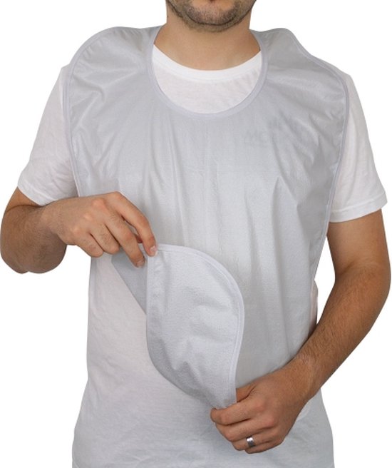 Bavoir pour adultes | Tissu éponge | Avec sac | Réutilisable | 65 x 45 cm | Une taille | Clinique mobile